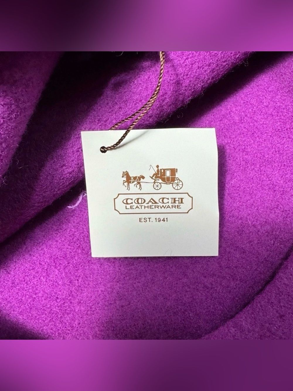 NWT Coach 100% Lambs Wool Purple Beret - Picture 6 of 7